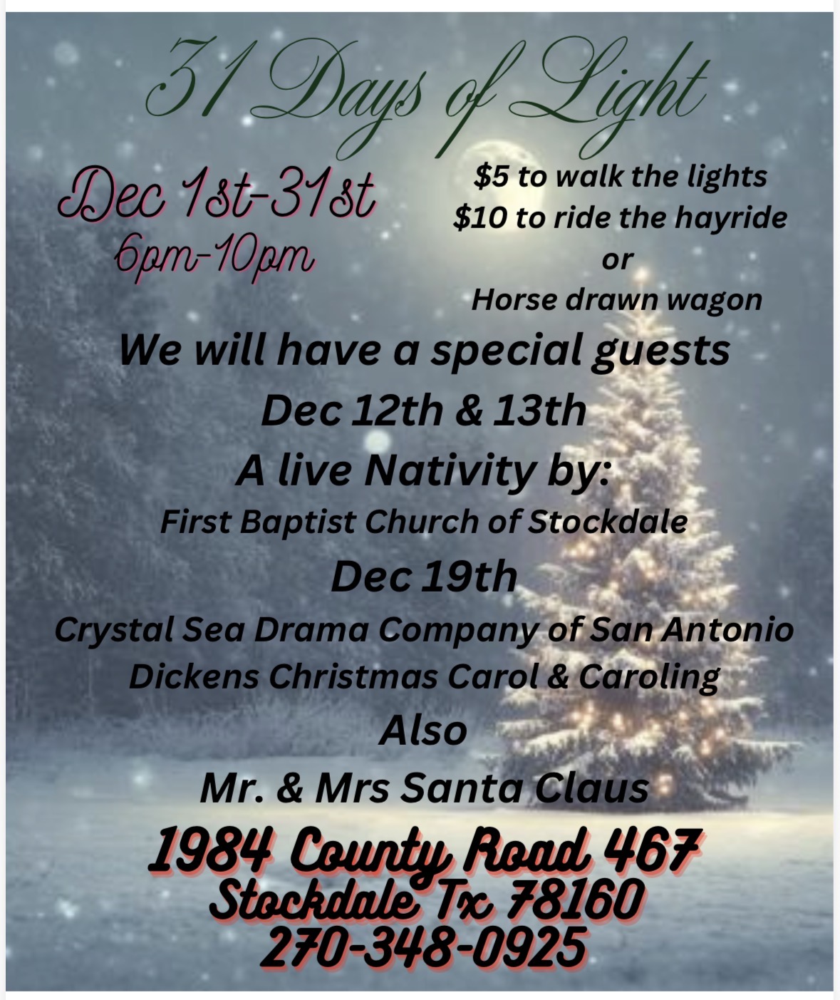 31 Days of Light event flyer